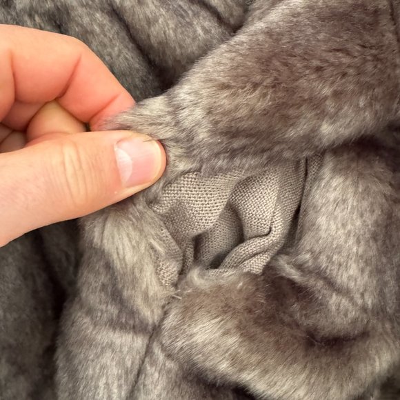 ZARA Knit Super Soft Gray Brown Faux Fur Jacket Coat Size Small - Picture 9 of 11